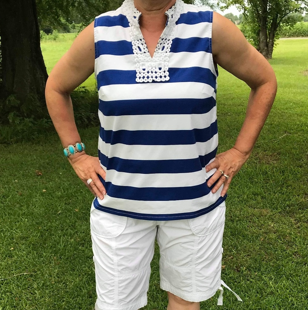 Blue & White Talbot Top